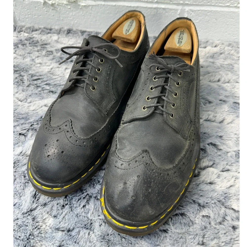 Dr. Martens 3989 Wingtip Brogues Black Leather Made in England Mens UK 12 US 13